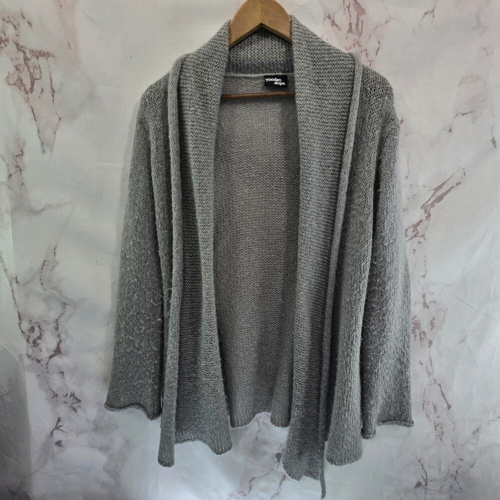 Wooden Ships Cardigan Womens Small Medium Gray Sweater Wool